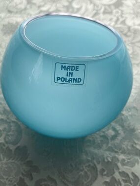 Artisan Polish Glass Slanted Rim "Pocket" Bud Vase / Votive – Turquoise